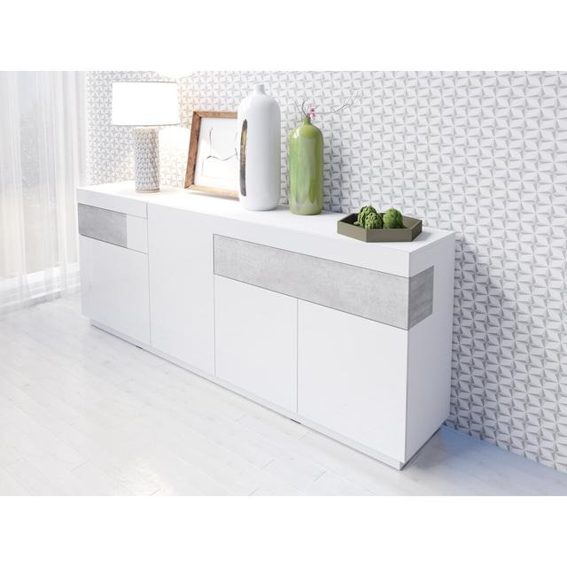 Holst Sideboard Ebern Designs Colour: White Gloss / Colorado Beton on Productcaster.