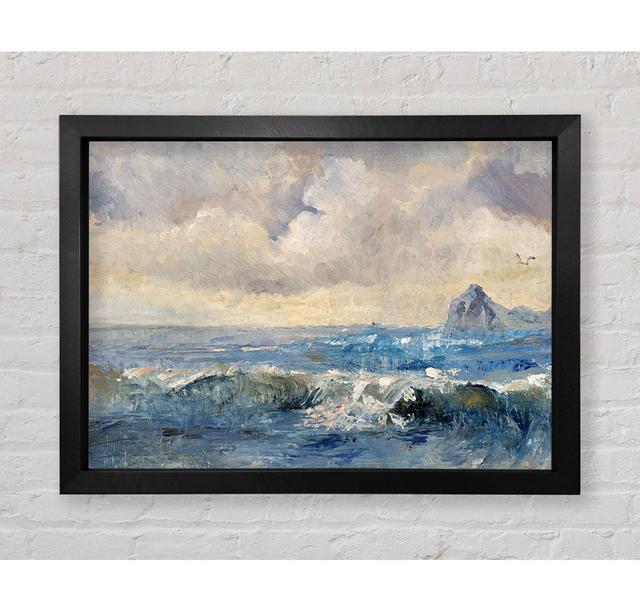 Dull Skies Over The Crashing Waves Framed Print Highland Dunes Size: 100cm H x 141.4cm W x 3.4cm D, Format: Black Framed Paper on Productcaster.