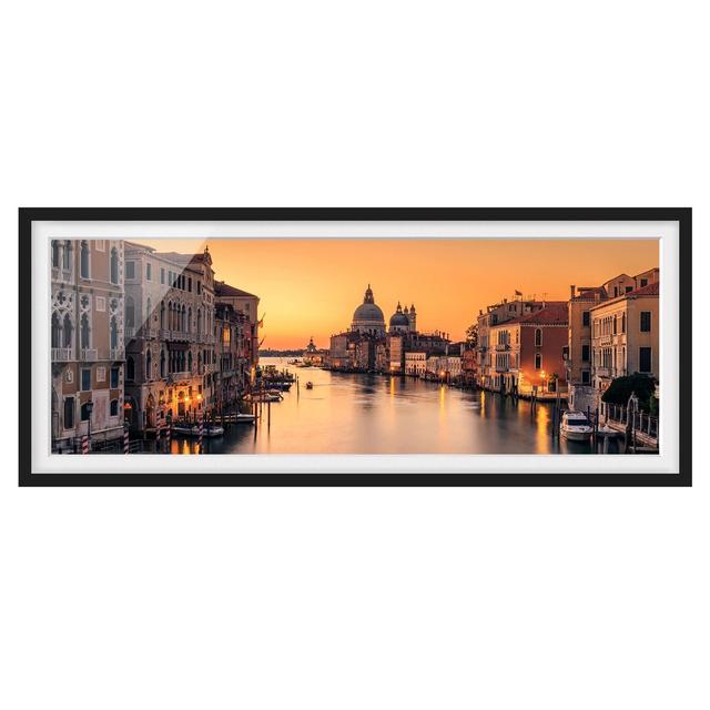 Golden Venice - Picture Frame Photograph Ebern Designs Size: 50cm H x 130cm W x 2cm D, Frame Option: Black Framed on Productcaster.