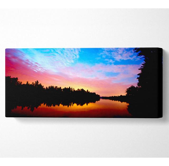 River Sunset Calm - Wrapped Canvas Panoramic Art Prints Rosalind Wheeler Size: 71cm H x 162.5cm W x 10cm D on Productcaster.