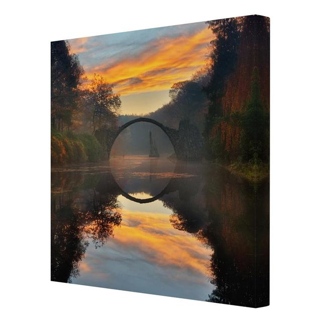 Fairytale Bridge Photographic Print on Canvas East Urban Home Size: 70cm H x 70cm W x 2cm D, Format: 320g/m² Canvas on Productcaster.