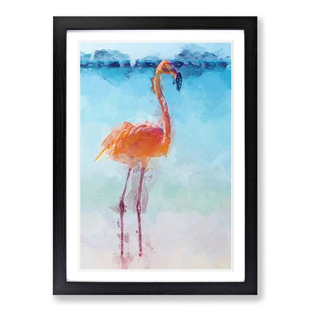 Lone Flamingo in Abstract - Picture Frame Graphic Art Print East Urban Home Frame Option: Black, Size: 91cm H x 60cm W x 2cm D on Productcaster.