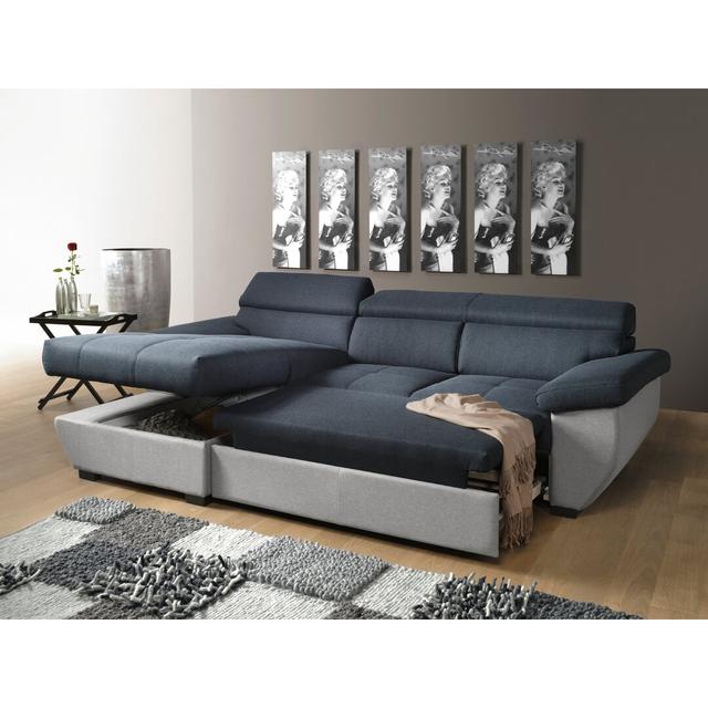 Ecksofa Lovell COTTA Polsterfarbe: Schwarz/Grau/Braun/Blau, Ausrichtung: Links, Schlaffunktion: Mit Schlaffunktion on Productcaster.