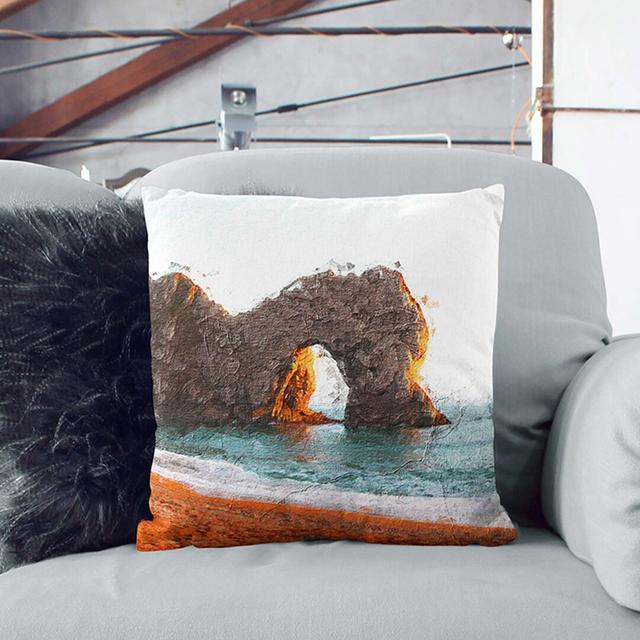 Durdle Door Cliffs at Sunset Cushion with Filling East Urban Home Backing Colour: Stone, Size: 40cm H x 40cm W x 15cm D on Productcaster.