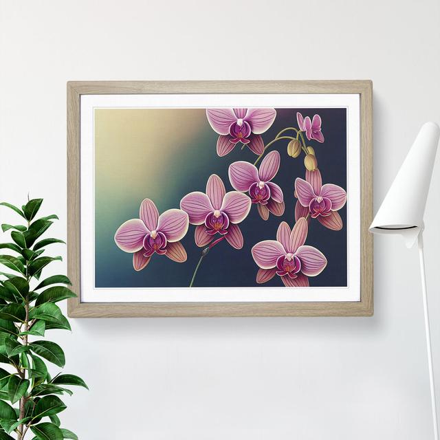 Cheerful Orchid Flowers - Picture Frame Photograph Rosalind Wheeler Size: 46cm H x 64cm W x 2cm D, Frame Colour: Oak on Productcaster.