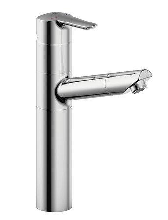 Oslo Single Handle Surface Mounted Monobloc Mixer Tap with Extendible Handspray Bravat Finish: Chrome on Productcaster.