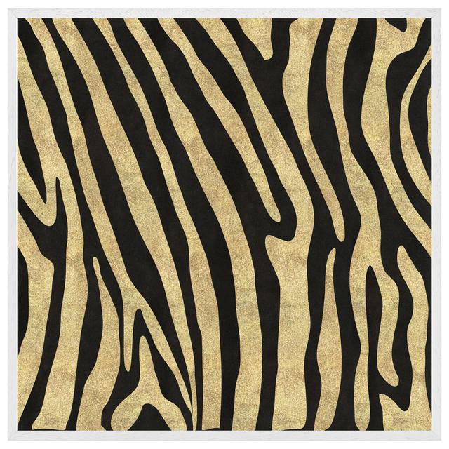 Gilgo Golden Zebra - Single Picture Frame Art Prints Latitude Run Size: 51cm H x 51cm W x 4cm D, Frame Colour: White Framed on Productcaster.