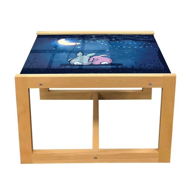 Half Moon Coffee Table, Rabbit Couple Under Starry Night Sky, Acrylic Glass Center Table With Wooden Frame For Offices Dorms Azure Blue Night Blue Eas on Productcaster.