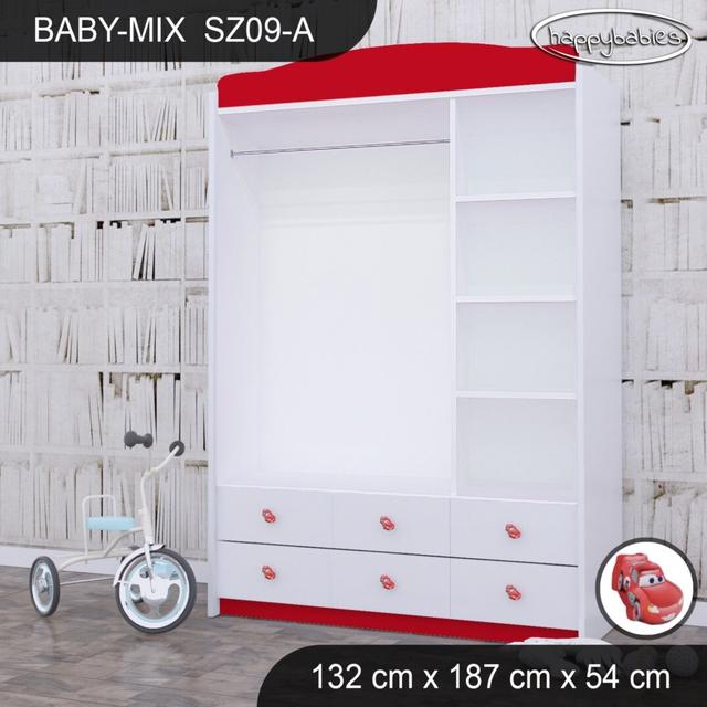 Kleiderschrank Happy Babies Farbe: Rot/Weiß on Productcaster.