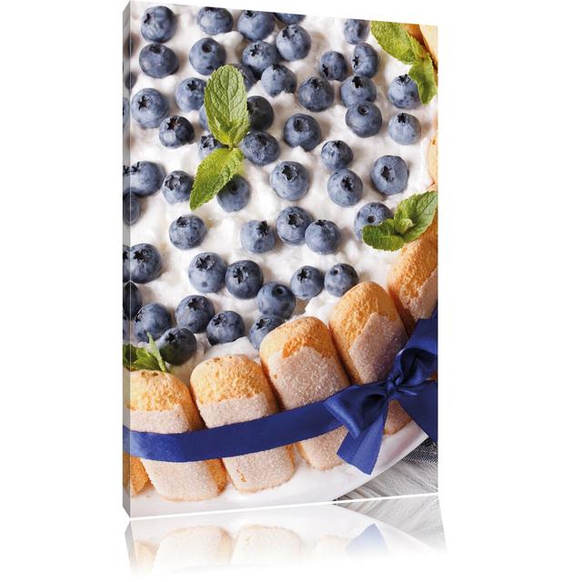 Leinwandbild Obsttorte Blaubeeren, Fotodruck Pixxprint Größe: 80 cm H x 60 cm B on Productcaster.