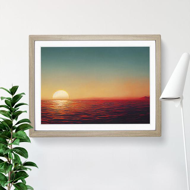 Desirable Seascape At Sunset House of Hampton Size: 46cm H x 64cm W, Frame Colour: Oak on Productcaster.