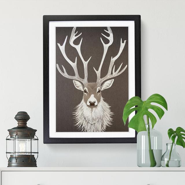 Stag Sgraffito - Print Alpen Home Frame Option: Black, Size: 64cm H x 46cm W x 2cm D on Productcaster.