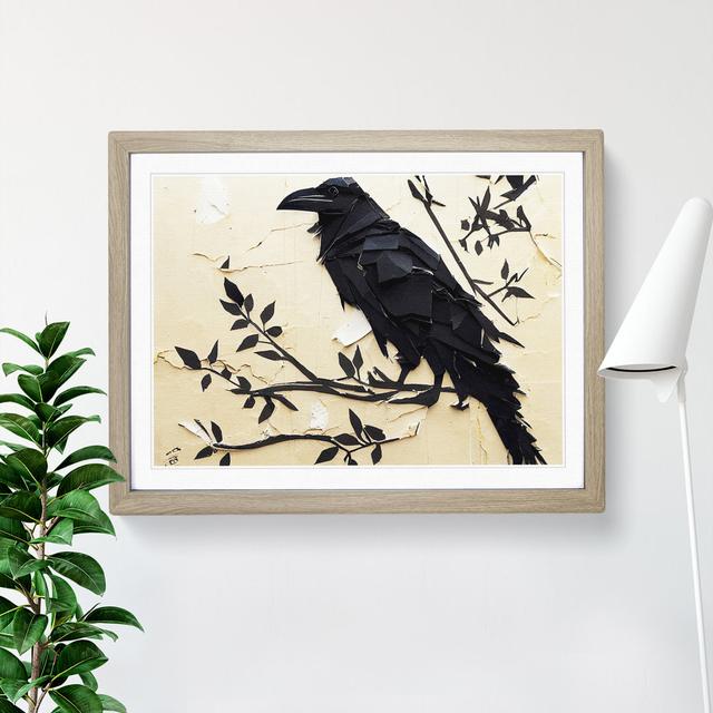 Fabulous Raven Bird Abstract - Single Picture Frame Painting ClassicLiving Frame Colour: Oak, Size: 46cm H x 64cm W x 2cm D on Productcaster.