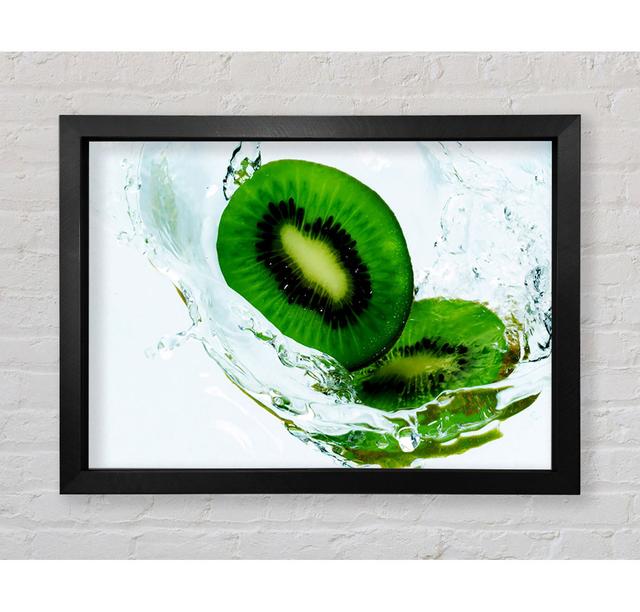 Gerahmtes Leinwandbild Fresh Kiwi Splash Brayden Studio Größe: 84,1 cm H x 118,9 cm B x 3,4 cm T, Format: Poster mit schwarzem Rahmen on Productcaster.