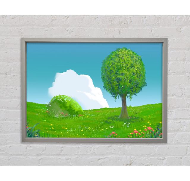 The Round Tree Summer Skies Framed Print - Picture Frame Graphic Art on Canvas Ophelia & Co. Size: 59.7cm H x 84.1cm W x 3.3cm D, Format: Light Gray F on Productcaster.