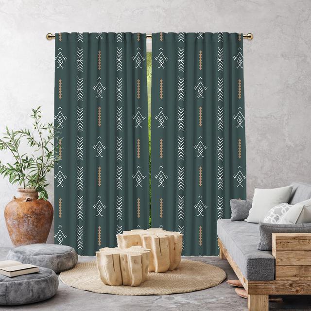 Polyester Semi Sheer Curtain Pair (Set of 2) Lilijan Home & Curtain Curtain Colour: Dark Mint, Panel Size: 140cm Width x 350cm Drop on Productcaster.