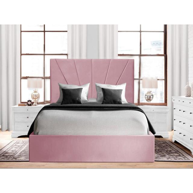 Alahnna Upholstered Bed Frame Canora Grey Colour: Pink, Size: Double (211 x 140 cm) on Productcaster.