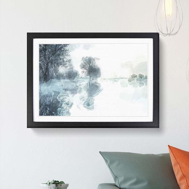 Trees Reflecting in a Lake at Winter in Abstract - Picture Frame Graphic Art Print East Urban Home Frame Option: Black, Size: 60cm H x 91cm W x 2cm D on Productcaster.