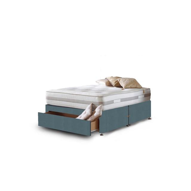 Aspelare Pocket Sprung 1000 Divan Bed Fairmont Park Size: Double (4'6), Colour: Slate Grey Linen, Storage Type: 2 Drawers on Productcaster.