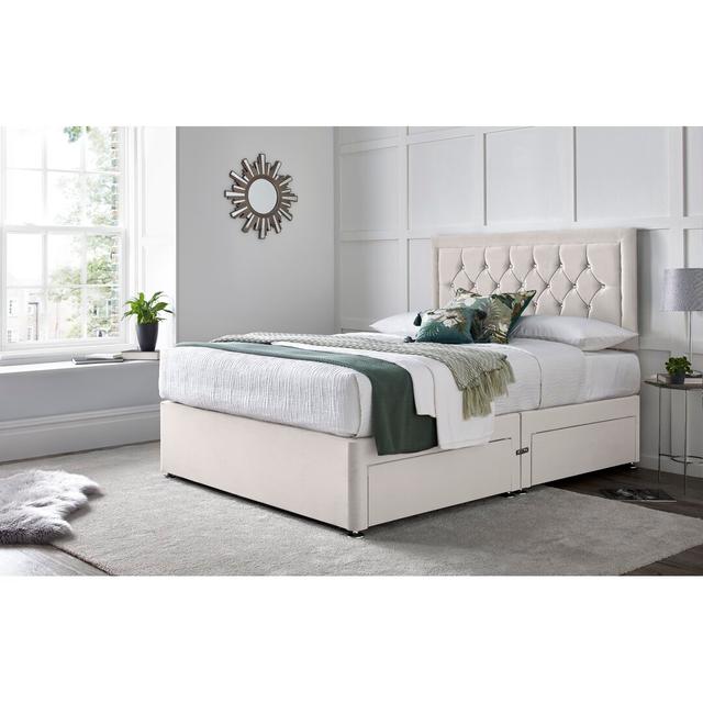 Fly Princess Divan Bed with 24" Headboard on Struts Wade Logan Colour: Silver, Storage Type: 4 Drawers, Size: Small Double (4') on Productcaster.