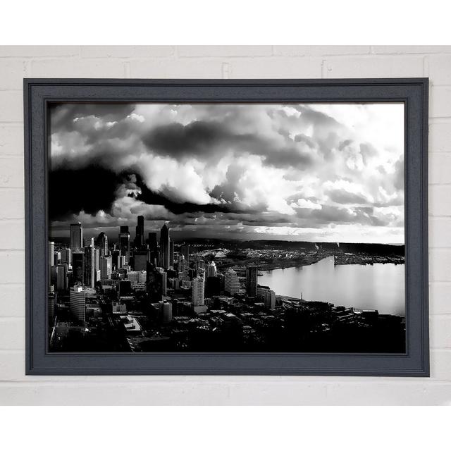 Storm Over City B N W Framed Print Ebern Designs Size: 42cm H x 59.7cm W x 1.5cm D on Productcaster.