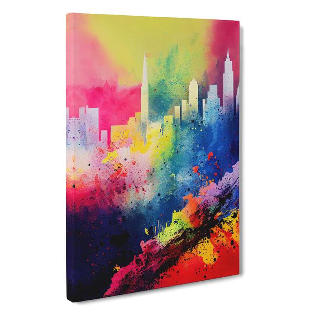 Splashed City Skyline No.2 Abstract - Wrapped Canvas Graphic Art Metro Lane Size: 60cm H x 40cm W x 3cm D on Productcaster.