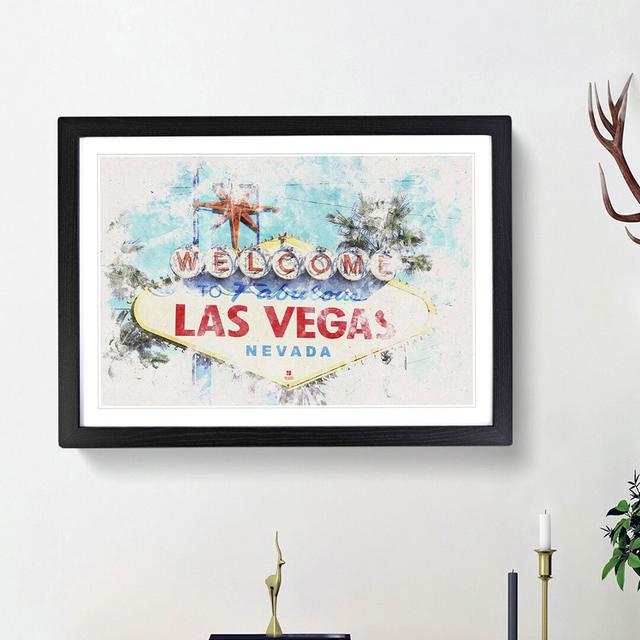 The Welcome to Las Vegas Sign - Picture Frame Painting Print East Urban Home Frame Option: Black Framed, Size: 24cm H x 33cm W x 2cm D on Productcaster.