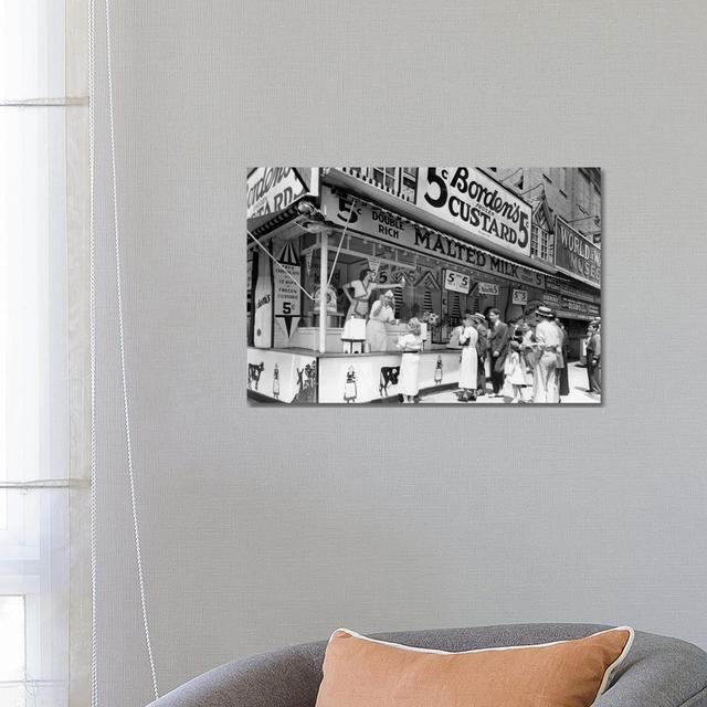 1930s Borden's 5 Cent Frozen Custard Cone Stand On Coney Island New York City NY USA - Wrapped Canvas Print Latitude Run Size: 45.72cm H x 66.04cm W x on Productcaster.