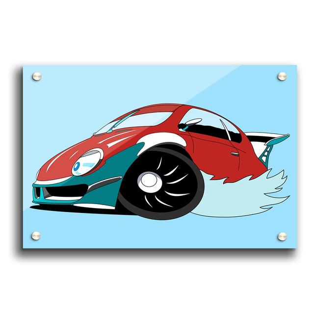 Fast Racecar Paper Print East Urban Home Size: 21cm H x 29.7cm W, Colour: Blue on Productcaster.