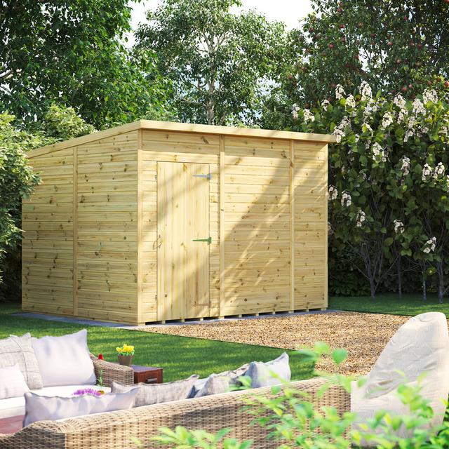 8 ft. W x 10 ft. D Power Premium Pent Pressure Treated Windowless Shed POWER on Productcaster.