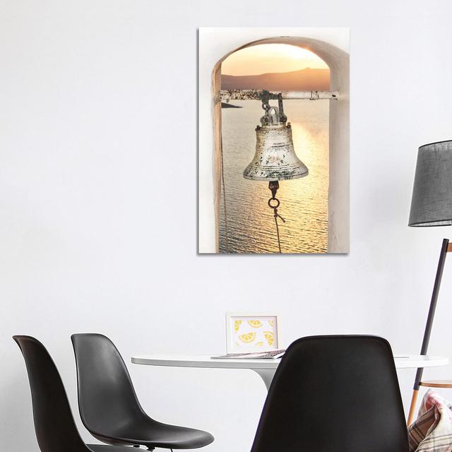 Santorini Church Bell In The Sunset by Karen Mandau - Wrapped Canvas Print Latitude Run Size: 101.6cm H x 66.04cm W x 1.91cm D on Productcaster.