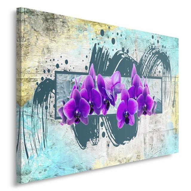 'Purple Flowers 2' Panting Print on Canvas Latitude Run Size: 70cm H x 100cm W on Productcaster.