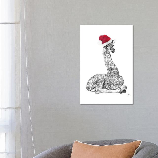 Christmas Giraffe with Glasses and Hat - Wrapped Canvas Graphic Art The Seasonal Aisle Size: 66.04cm H x 45.72cm W x 3.81cm D on Productcaster.