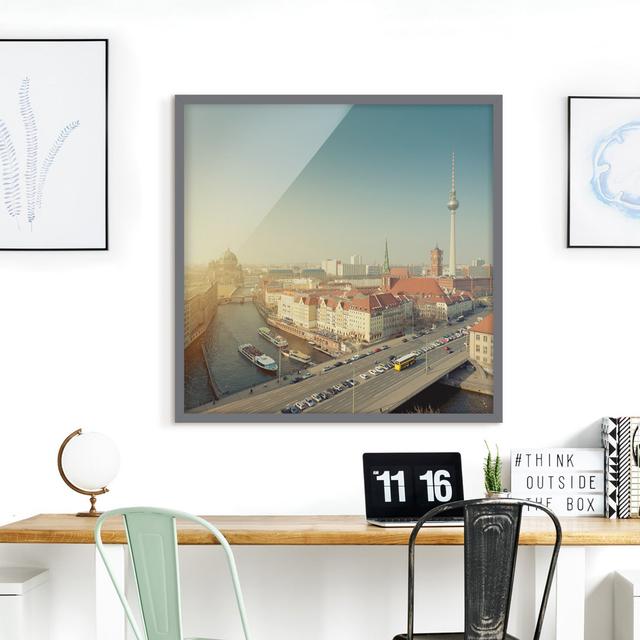 Berlin in the Morning - Picture Frame Graphic Art Ebern Designs Frame Option: Grey Framed, Size: 70cm H x 70cm W x 2cm D on Productcaster.