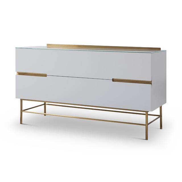 Sideboard Mill 180 cm Canora Grey Farbe: Mattes Grau/gebürstetes Messing on Productcaster.