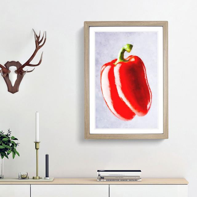 Lone Red Bell Pepper - Picture Frame Graphic Art Print East Urban Home Size: 45cm H x 33cm W x 2cm D, Frame Option: Oak Framed on Productcaster.