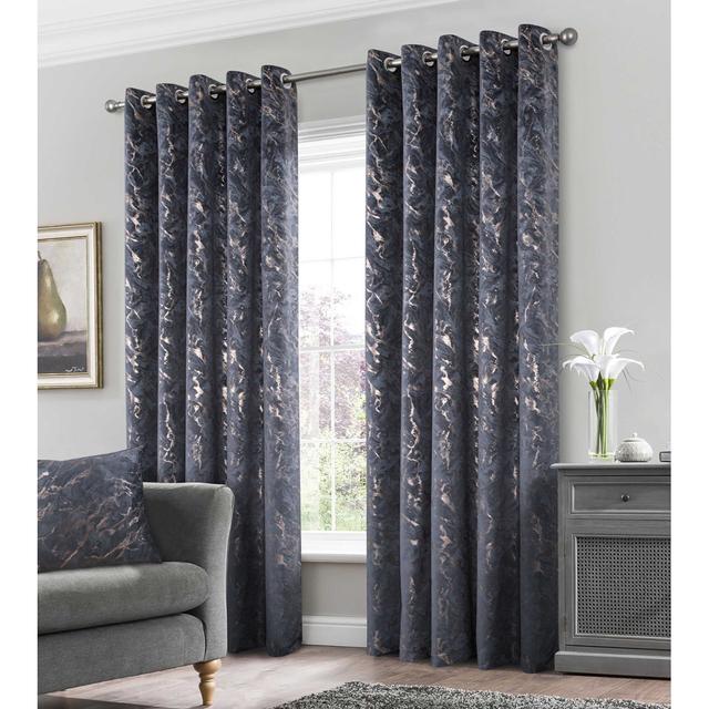 Foland Velour Room Darkening Grommet / Eyelet Curtain Pair (Set of 2) Ophelia & Co. Panel Size: 229cm Width x 229cm Drop, Curtain Colour: Grey on Productcaster.