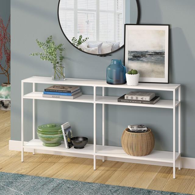 Console Table Blue Elephant Size: 76.2 H x 139.7 W x 25.4 D cm, Colour: Matte White on Productcaster.