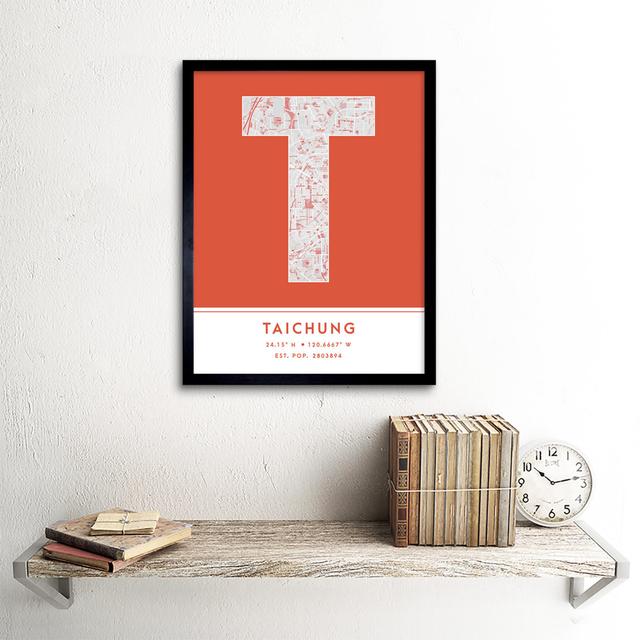 Taichung Taiwan City Map - Single Picture Frame Typography Wee Blue Coo on Productcaster.