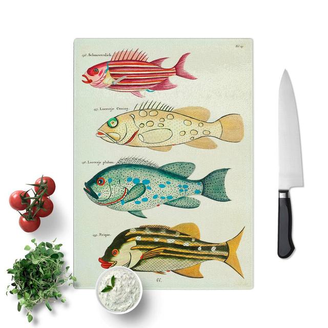 Glass East indies Fish Illustrations Fol. 29 by Louis Renard Chopping Board East Urban Home Size: 39 cm W x 28.5 cm L on Productcaster.