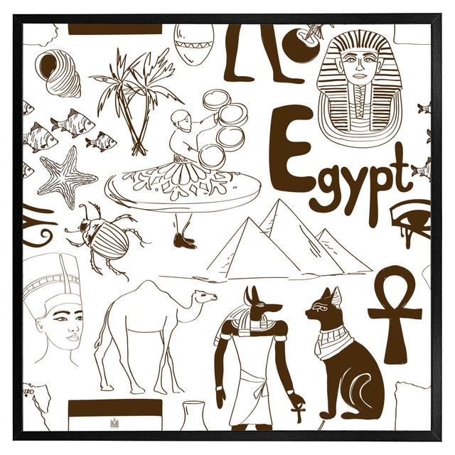 Iselin Hand Drawn Sketch Egypt - Print Latitude Vive Format: Black Framed, Size: 51cm H x 51cm W x 4cm D on Productcaster.