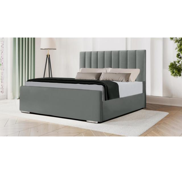 Charneco Upholstered Bed Ivy Bronx Size: Super King (6'), Colour: Chrome on Productcaster.