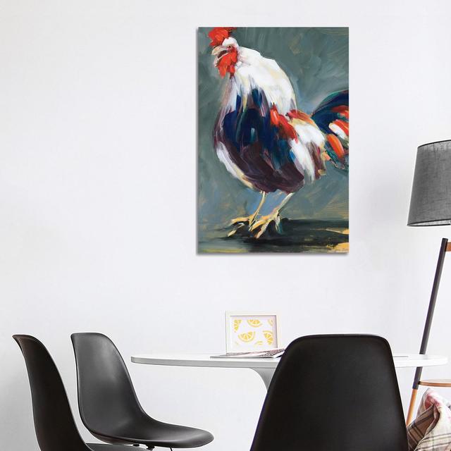 Rising Rooster by Jane Slivka - Wrapped Canvas Print August Grove Size: 101.6cm H x 66.04cm W on Productcaster.