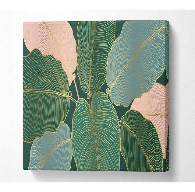 Palm Leaf Gold Lines - Wrapped Canvas Art Prints Sansibar Home Größe: 101,6 cm H x 101,6 cm B on Productcaster.