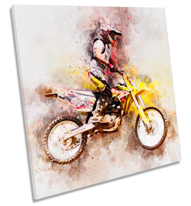 Z6267 Motor Bike Dirtcross Picture - Wrapped Canvas Painting Borough Wharf Size: 91.4cm H x 91.4cm W x 4cm D on Productcaster.