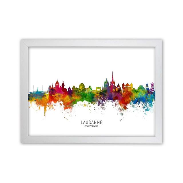 Lausanne Switzerland Skyline by Michael Tompsett - Print Latitude Run Format: White Framed, Size: 25cm H x 34cm W x 3cm D on Productcaster.