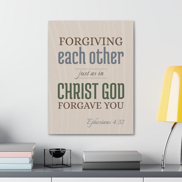 Forgiving Each Other Ephesians 4:32 - Wrapped Canvas Print Blue Elephant Size: 36cm H x 28cm W on Productcaster.