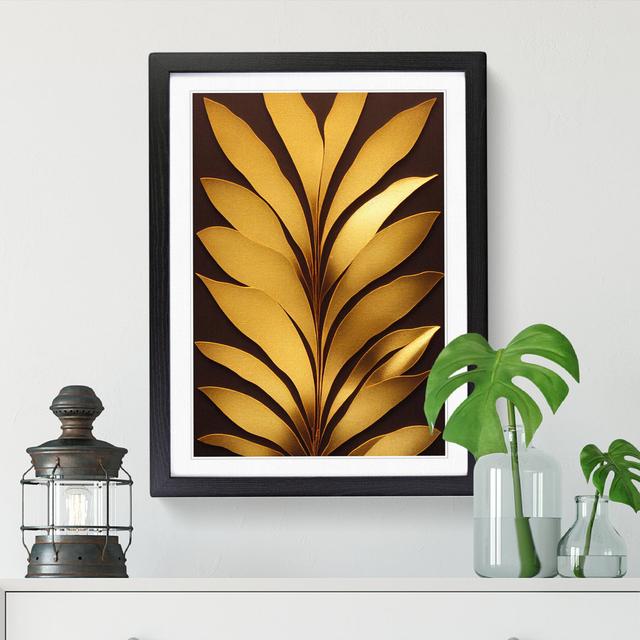 Floral Gold Leaf Foil - Picture Frame Print Marlow Home Co. Format: Walnut Framed, Size: 64cm H x 46cm W x 2cm D on Productcaster.