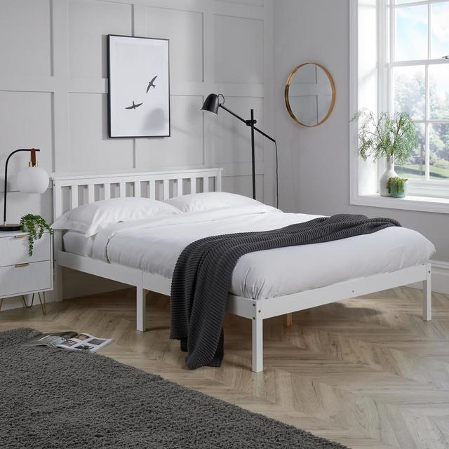 Altamont Double (4'6) Solid Wood Bed Marlow Home Co. Colour: White on Productcaster.