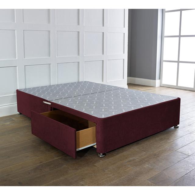 Tavis Divan Bed Base Fairmont Park Colour: Burgundy, Size: Double (4'6) on Productcaster.